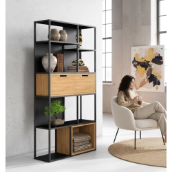 REGAŁ NA KSIĄŻKI METALOWE DREWNO LITE DĄB JESION OLCHA RNK-176